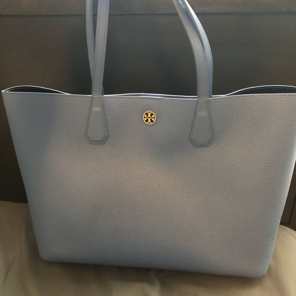 Tory Burch Blue Structured Perry Tote Bag